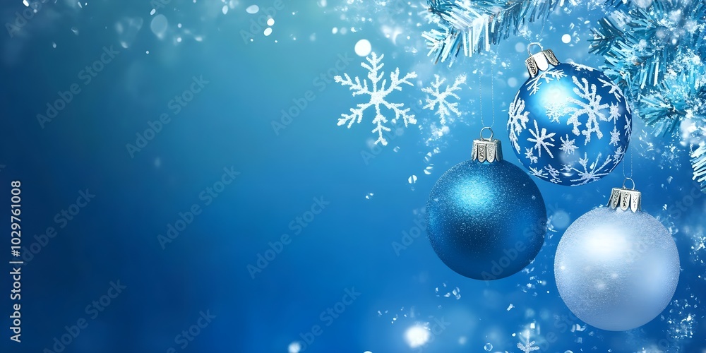 Blue christmas background with snowflakes and christmas balls Blue christmas background with snowflakes and christmas balls