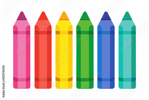 Different colors wax crayons pencil vector art illustration