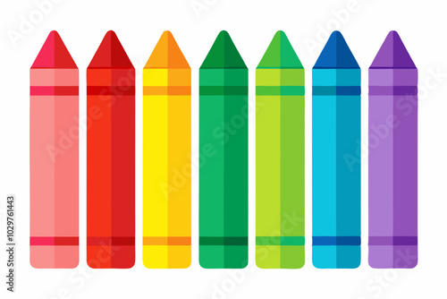Different colors wax crayons pencil vector art illustration