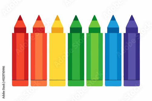 Different colors wax crayons pencil vector art illustration
