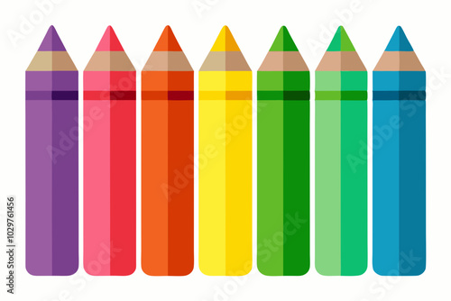 Different colors wax crayons pencil vector art illustration