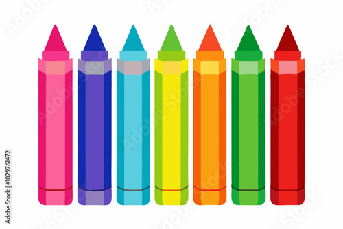  Different colors wax crayons pencil vector art illustration 