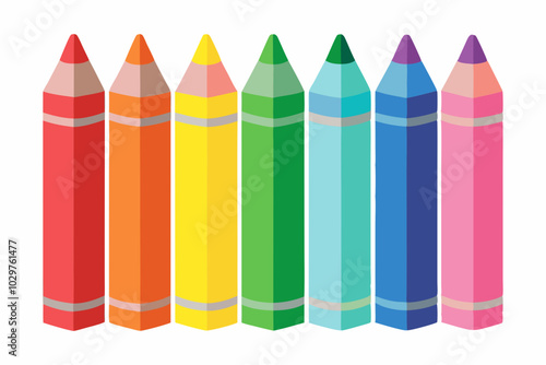 Different colors wax crayons pencil vector art illustration