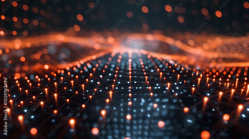 Fototapeta premium digital technology background with glowing particles.
