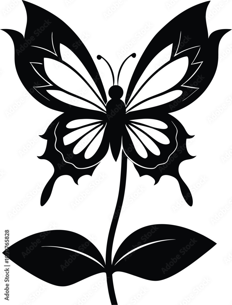 Silhouette Butterfly Flower Stock Illustrations Silhouette Butterfly Flower Stock Illustrations