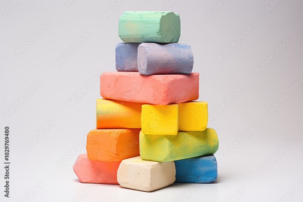 Colorful Chalk Stack on White Background Colorful Chalk Stack on White Background