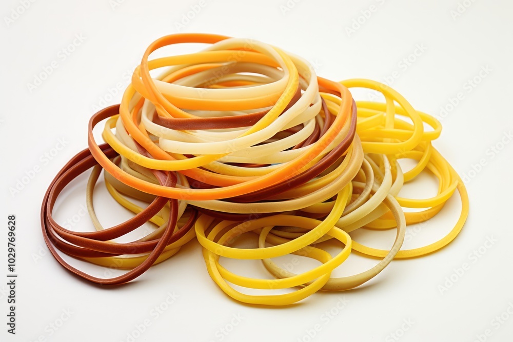 Colorful Rubber Bands on White Background Colorful Rubber Bands on White Background
