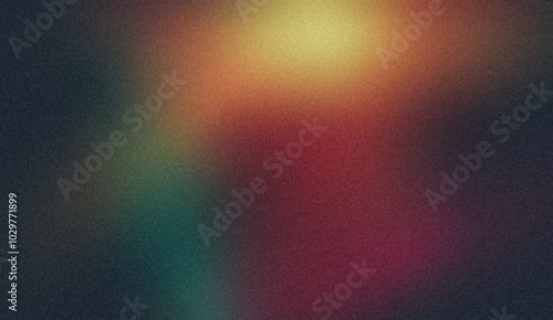 Grainy gradient background with color flow, green red blue abstract noisy texture backdrop design with vibrant glowing bright shine colors, copy space