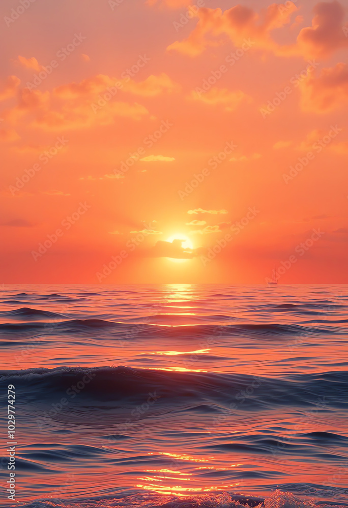 Fototapeta premium vibrant seascape beach during sunset