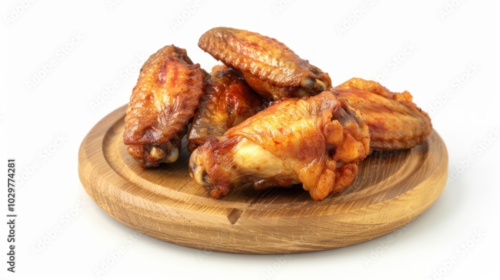 Crispy Chicken Wings on a Wooden Board Crispy Chicken Wings on a Wooden Board