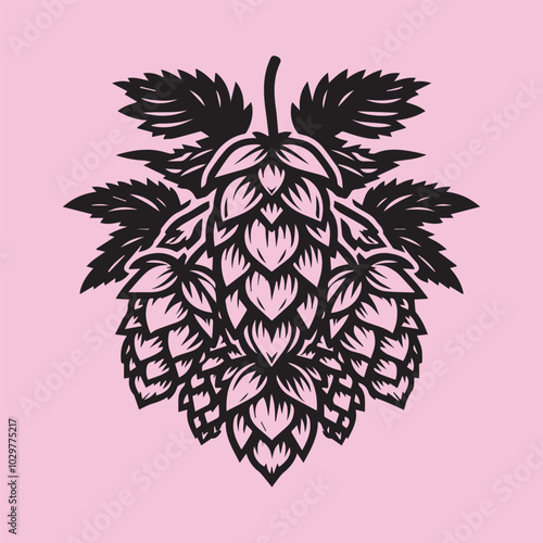 Hops Flower silhouette vector icon black and white