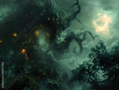 Wallpaper Mural Enchanted Forest: A Mystical Night Landscape Torontodigital.ca