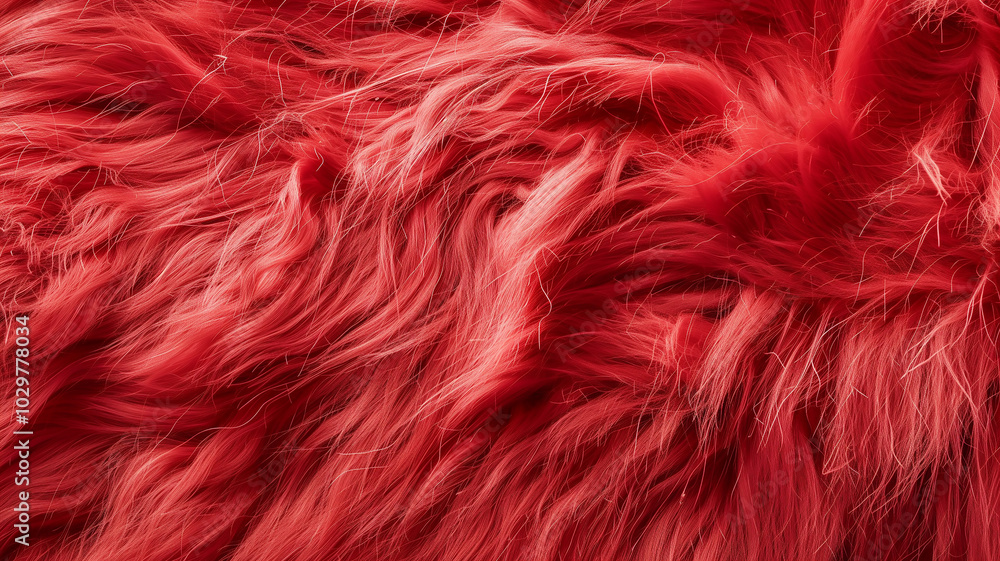 Naklejka premium Soft Fluffy Red Faux Fur Texture Background
