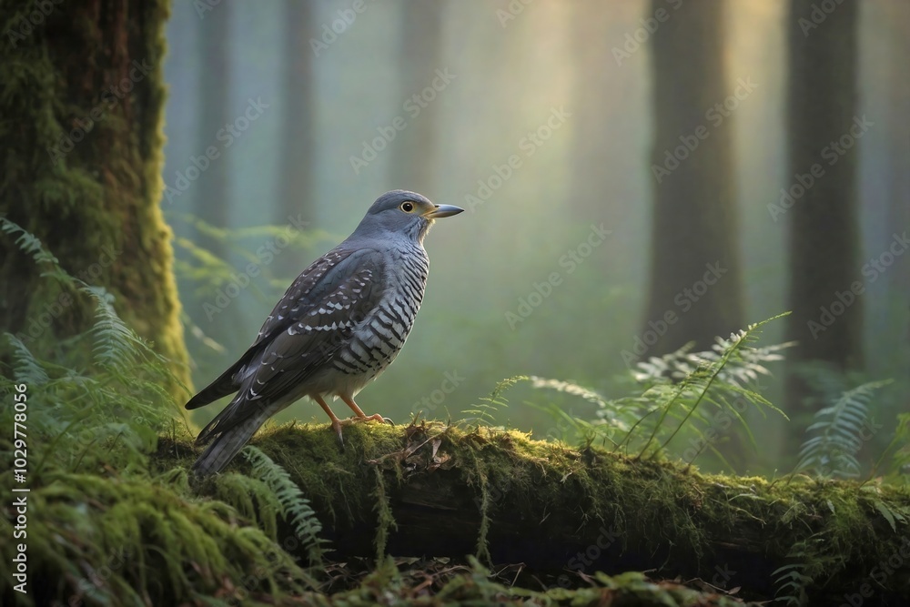 Cuckoo in a Misty Forest at Dawn Cuckoo in a Misty Forest at Dawn