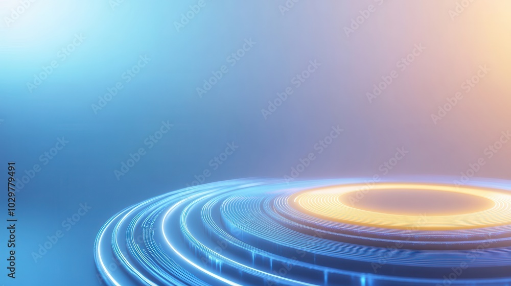 A blue and yellow circle with a blue background. The circle is surrounded by blue lines A blue and yellow circle with a blue background. The circle is surrounded by blue lines