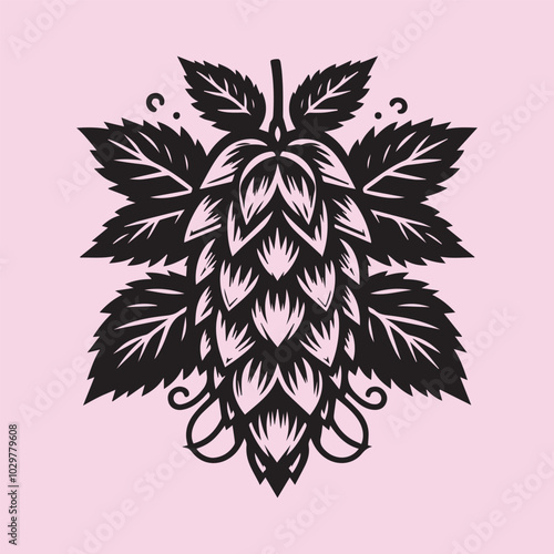 Hops Flower silhouette vector icon black and white