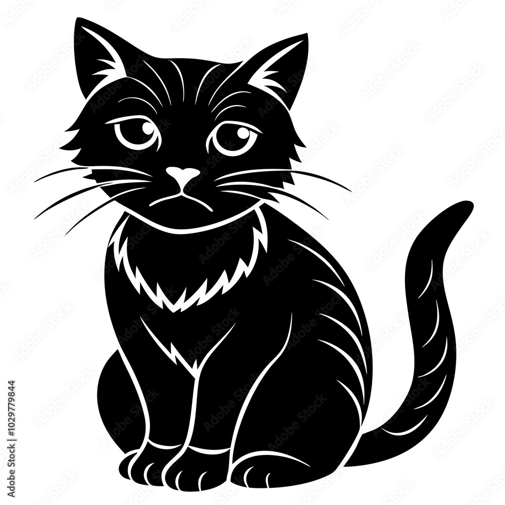 Obraz premium black and white cat vector