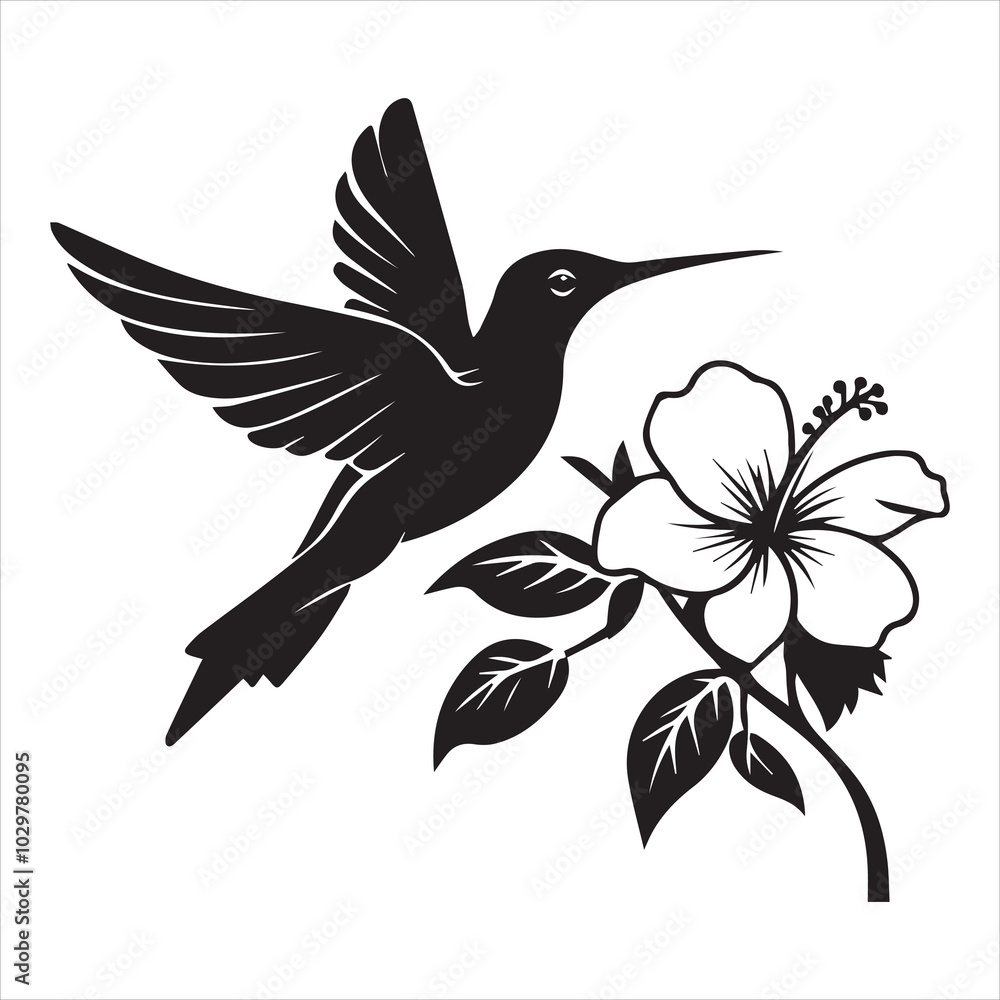 Fototapeta premium Hand Drawn Hummingbird Your Design Vinyl Cutting Greeting Cards Vector illustration. Svg colibri cut file.