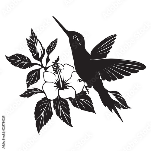Hand Drawn Hummingbird Your Design Vinyl Cutting Greeting Cards Vector illustration. Svg colibri cut file.