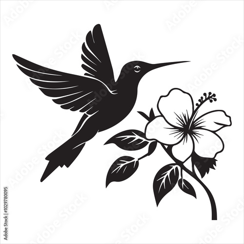 Hand Drawn Hummingbird Your Design Vinyl Cutting Greeting Cards Vector illustration. Svg colibri cut file.
