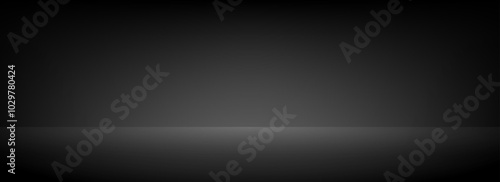 Black studio scene background. Dark noir room surface. Limbo esthetic backdrop for poster, banner, display, mockup, presentation template, showcase, product design. Vector shelf wallpaper