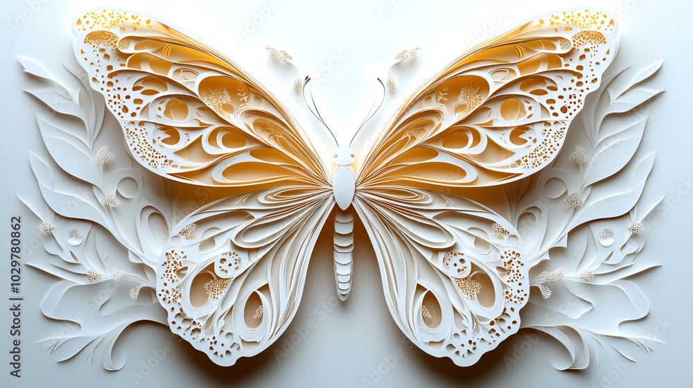 Intricate paper cut butterfly pattern with finely detailed wings and layered textures, paper cut butterfly, intricate nature pattern Intricate paper cut butterfly pattern with finely detailed wings and layered textures, paper cut butterfly, intricate nature pattern