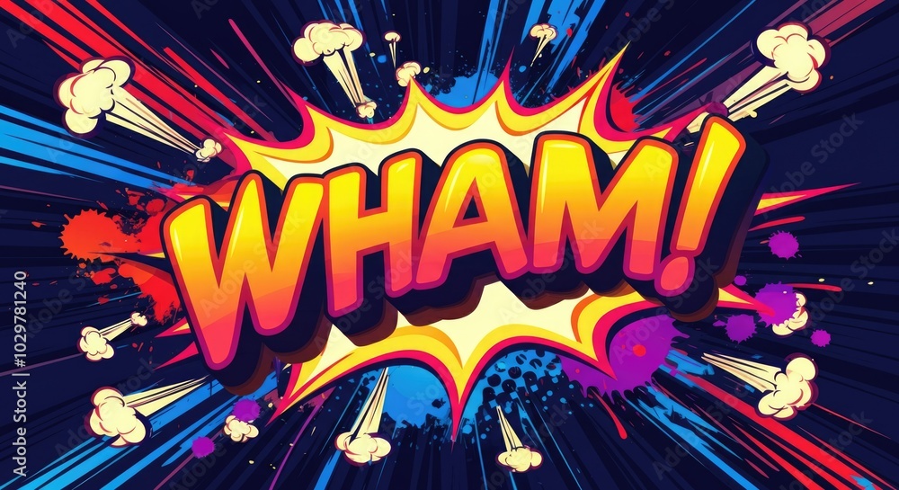 Fototapeta premium Explosive Wham Book Burst Illustration