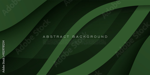 Papercut dark green abstract background with wave dynamic color on background. Geometric wave shapes pattern. Eps10 vector