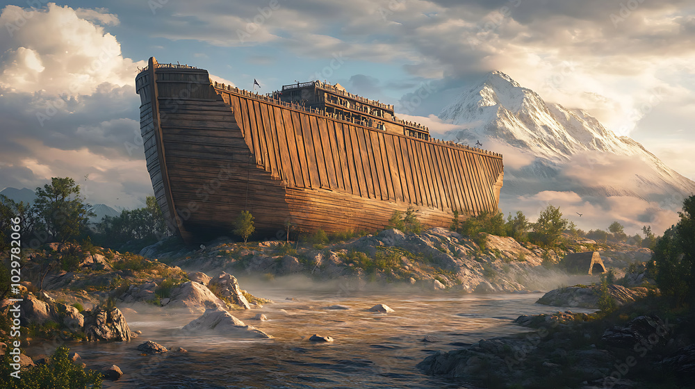 Noah's Ark and the Mountains of Ararat: A Biblical Story Stock Photo ...