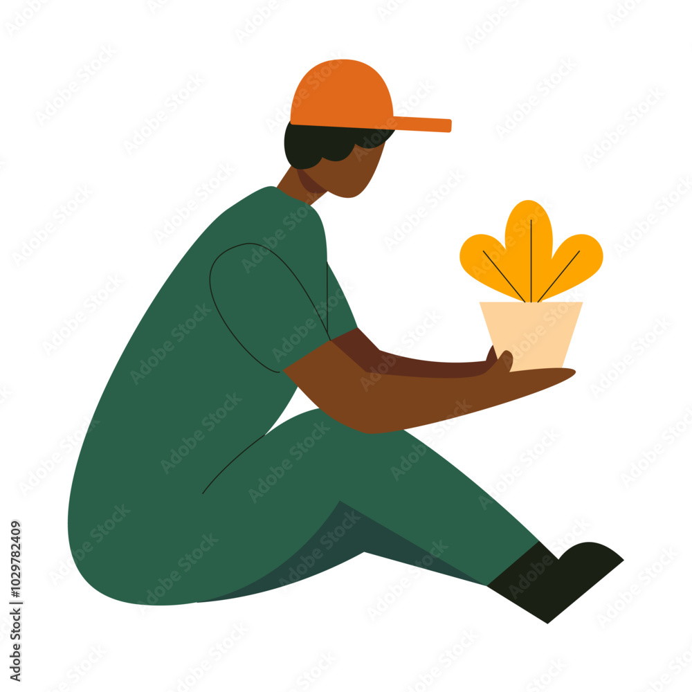man withe the plant pot illustrations man withe the plant pot illustrations