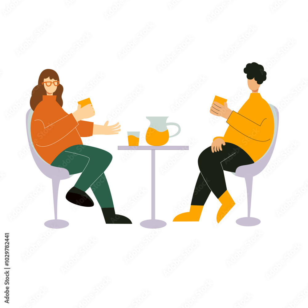 Fototapeta premium coffee break with the friend illustrations