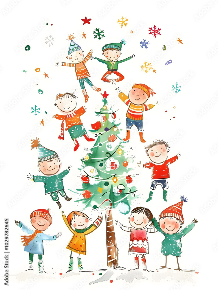 Naklejka premium New Year and Christmas card, graphic advertising backgrounds in a doodle 2D illustrator style.