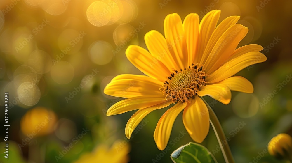 A yellow flower with a green stem A yellow flower with a green stem