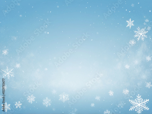 abstract Winter snowfall and snowflakes on light blue background. winter Christmas New Year background illustration