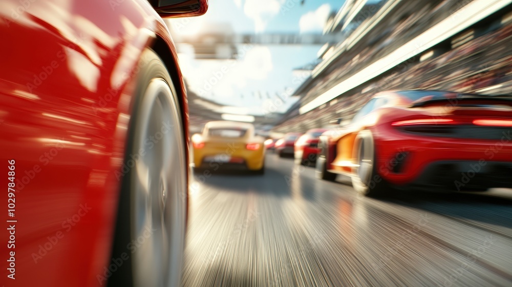 High-Speed Race with Cars in Motion High-Speed Race with Cars in Motion