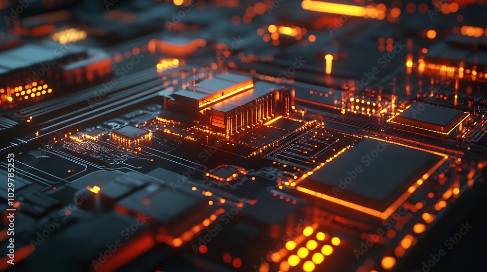 Obraz premium Circuit board closeup technology background.