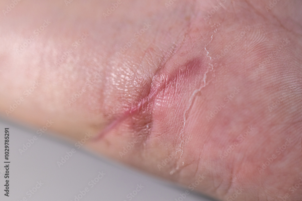 Fototapeta premium Wound and Scar on different parts of the body, Caused by an accident. 