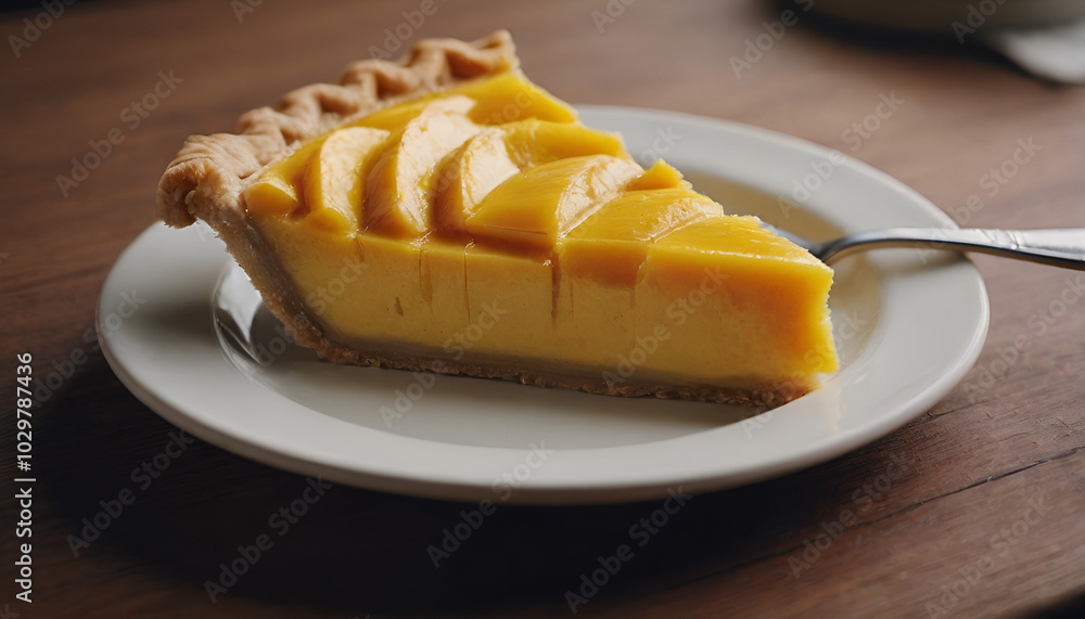 piece of mango pie on a plate