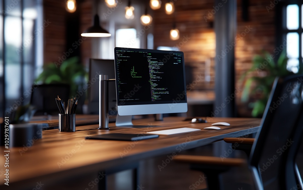 A sleek modern workspace filled with AIdriven tools, virtual reality headsets, and smart devices for collaboration and innovation A sleek modern workspace filled with AIdriven tools, virtual reality headsets, and smart devices for collaboration and innovation