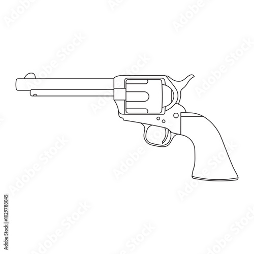 Hand drawn kids drawing Vector illustration cowboy firearm flat cartoon isolated