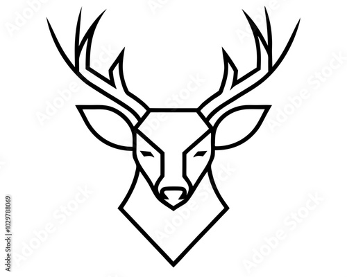 line art deer head vector drawing