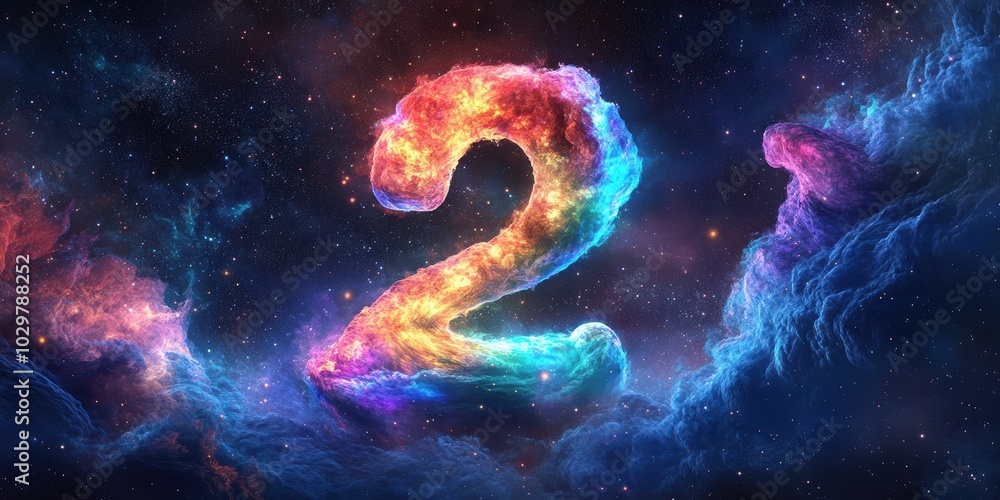 Number two formed by cosmic clouds. Number two formed by cosmic clouds.