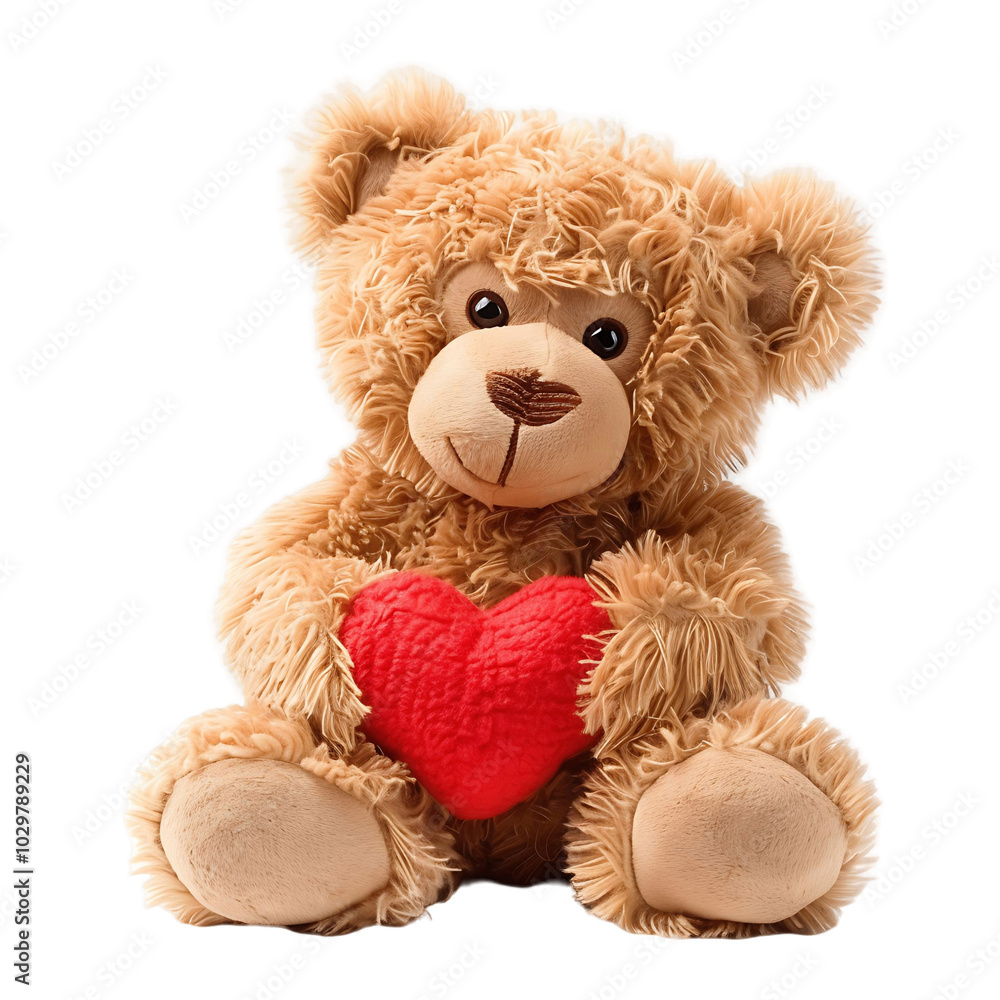 Teddy Bear Holding Heart on Clear Background Teddy Bear Holding Heart on Clear Background