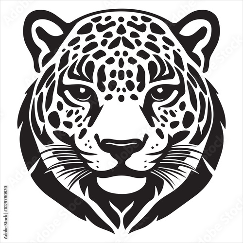 simple logo of the the lateral view of a maya draw jaguar head on a minimalist mayan aesthetic, on a white background