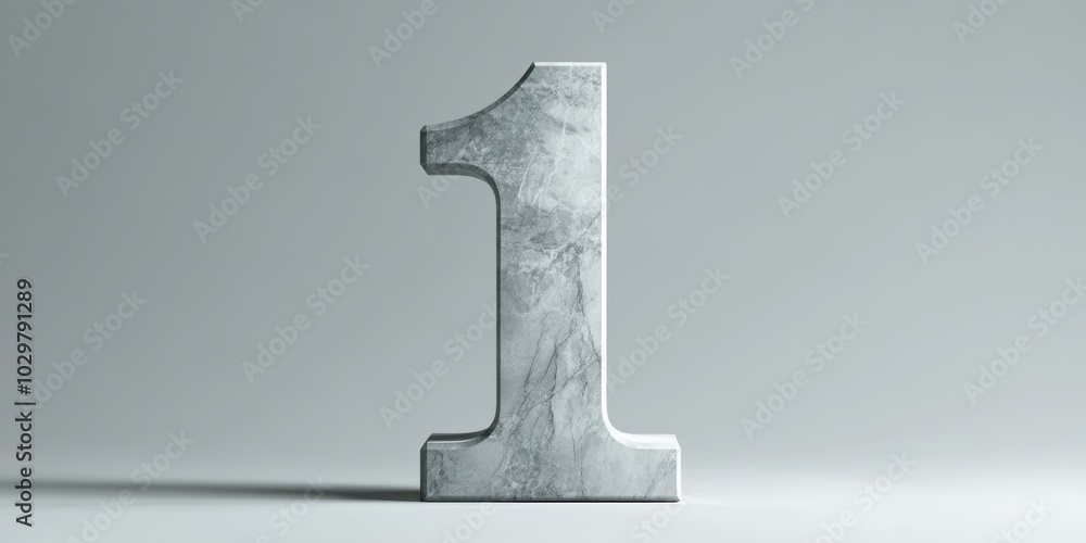 A marble number one on a white background. A marble number one on a white background.