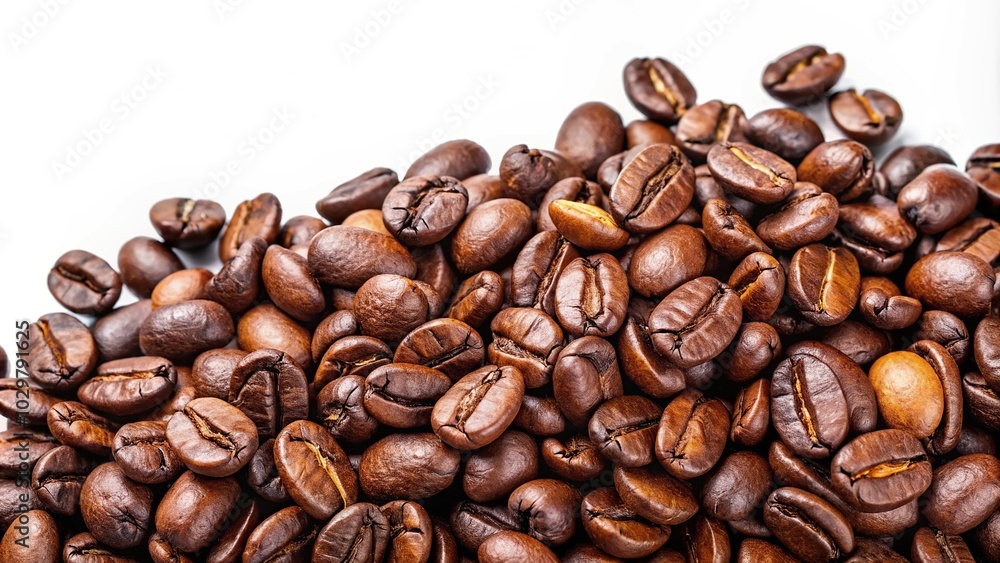 Roasted coffee beans isolated on a white background Roasted coffee beans isolated on a white background