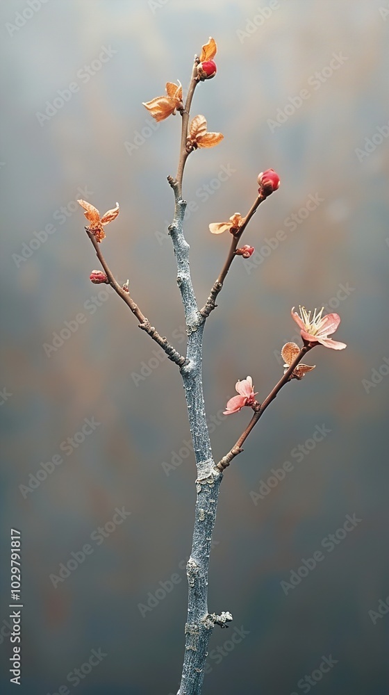 Delicate Pink Flower Buds on a Branch Delicate Pink Flower Buds on a Branch