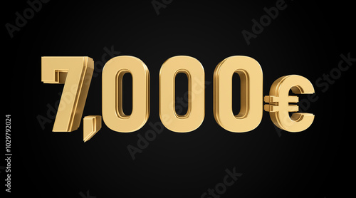 7 thousand euros 3D gold, 3D numbers