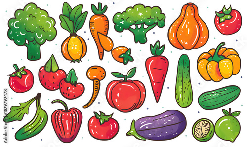 vegetable and fruits photo or illustrator on white background