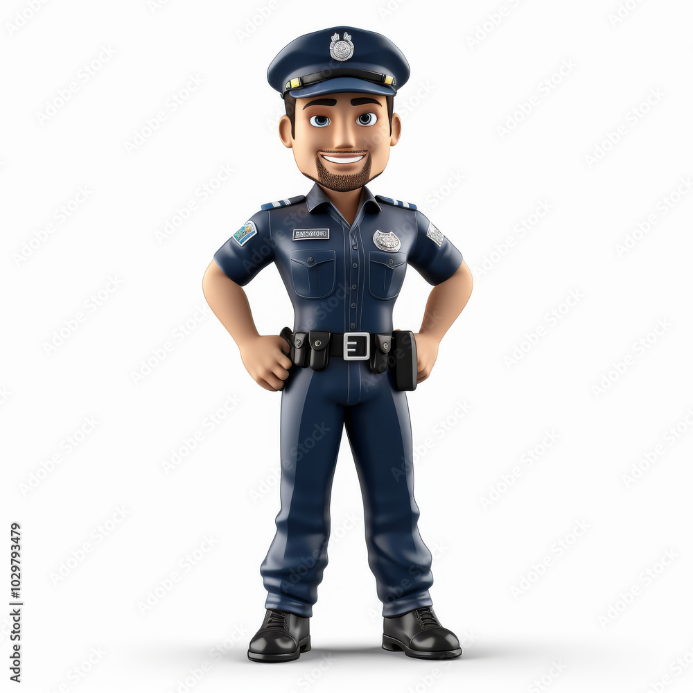 Smiling Cartoon Police Officer Illustration for Kids Safety and Education Materials Smiling Cartoon Police Officer Illustration for Kids Safety and Education Materials